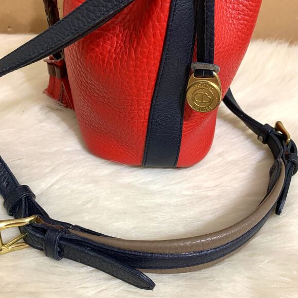DOONEY and BOURKE Vintage Red & Blue All Weather Leather TETON Drawstring Bucket - Picture 3 of 16